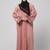 sleeve and contrast hijab embroidered front open abaya