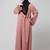sleeve and contrast hijab embroidered front open abaya