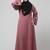 flowers embboidery at sleeve and hijab a line flare at bottom abaya with hijab