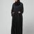 sleeves ,black and bottom hand embroidered front open abaya with hijab