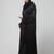 sleeves ,black and bottom hand embroidered front open abaya with hijab