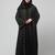 both front shoulder to bottom , sleeves and hijab stone hand embroidered with inner cardigan style abaya with hijab