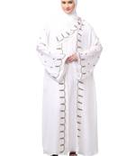 both front shoulder to bottom , sleeves and hijab stone hand embroidered with inner cardigan style abaya with hijab