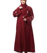 sleeves hand embrodery front open dubai style abaya with embroidered nida hijab