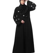 sleeves hand embrodery front open dubai style abaya with embroidered nida hijab