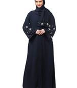 sleeves hand embrodery front open dubai style abaya with embroidered nida hijab