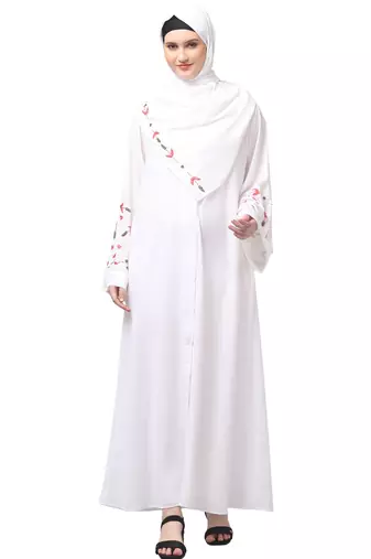 sleeves hand embrodery front open dubai style abaya with embroidered nida hijab