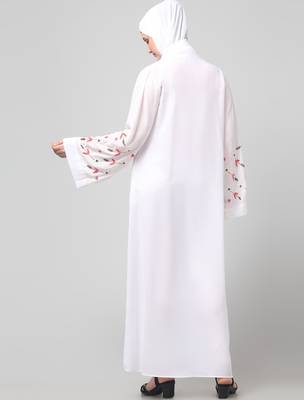 sleeves hand embrodery front open dubai style abaya with embroidered nida hijab 2