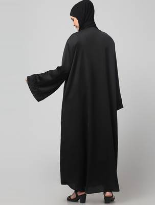 hand embroidered both side at front, sleeves and hijab front open abaya with hijab 2