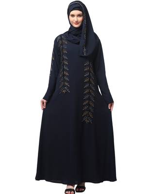 hand emroidred at sleeves front and hijab a line party abaya 1