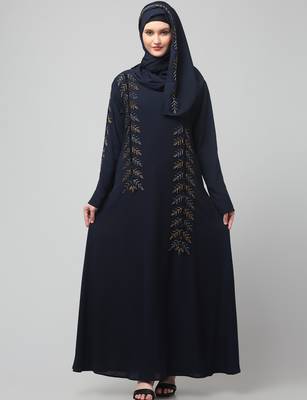 hand emroidred at sleeves front and hijab a line party abaya 3