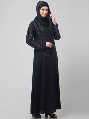 hand emroidred at sleeves front and hijab a line party abaya 4
