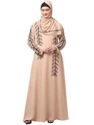 hand emroidred at sleeves front and hijab a line party abaya 1