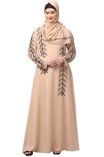 hand emroidred at sleeves front and hijab a line party abaya