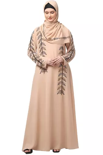 hand emroidred at sleeves front and hijab a line party abaya