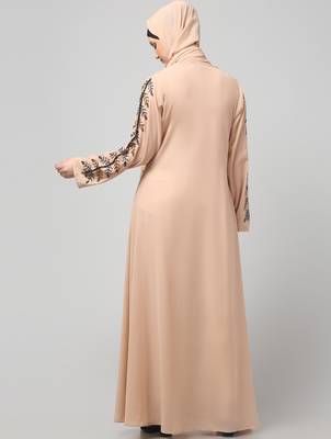 hand emroidred at sleeves front and hijab a line party abaya 2