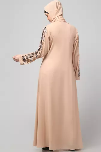 hand emroidred at sleeves front and hijab a line party abaya