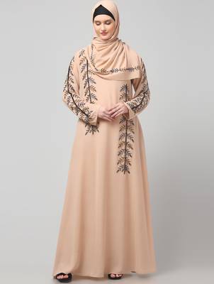 hand emroidred at sleeves front and hijab a line party abaya 3