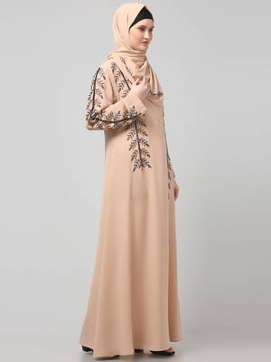 hand emroidred at sleeves front and hijab a line party abaya 4