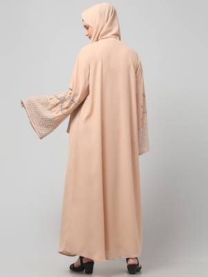 sleeves and hijab hand pearl hand embroidard inner and jacket with hijab party abaya 2