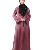 sleeves and hijab thread embrodery front open abaya