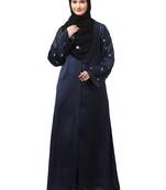 sleeves and hijab thread embrodery front open abaya