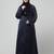 sleeves and hijab thread embrodery front open abaya