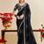 black moss chiffon silk blend bandhani printed saree with embroidered lace boarder with blouse