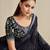 black moss chiffon silk blend bandhani printed saree with embroidered lace boarder with blouse