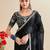 black moss chiffon silk blend bandhani printed saree with embroidered lace boarder with blouse