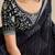 black moss chiffon silk blend bandhani printed saree with embroidered lace boarder with blouse