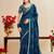 teal moss chiffon silk blend bandhani printed saree with embroidered lace boarder with blouse