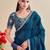 teal moss chiffon silk blend bandhani printed saree with embroidered lace boarder with blouse