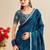 teal moss chiffon silk blend bandhani printed saree with embroidered lace boarder with blouse
