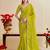 lemon  moss chiffon silk blend bandhani printed saree with embroidered lace boarder with blouse