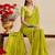 lemon  moss chiffon silk blend bandhani printed saree with embroidered lace boarder with blouse