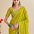 lemon  moss chiffon silk blend bandhani printed saree with embroidered lace boarder with blouse