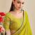 lemon  moss chiffon silk blend bandhani printed saree with embroidered lace boarder with blouse
