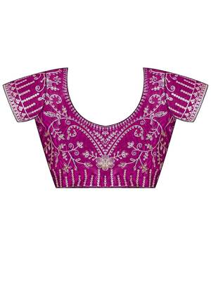 purple moss chiffon silk blend bandhani printed saree with embroidered lace boarder with blouse  2