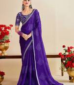 lavender moss chiffon silk blend bandhani printed saree with embroidered lace boarder with blouse 