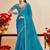 skyblue moss chiffon silk blend bandhani printed saree with embroidered lace boarder with blouse