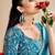 skyblue moss chiffon silk blend bandhani printed saree with embroidered lace boarder with blouse