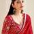 red moss chiffon silk blend bandhani printed saree with embroidered lace boarder with blouse