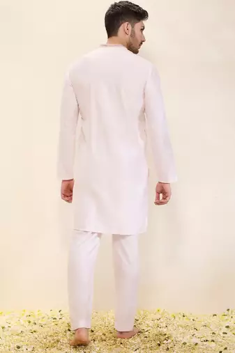 Light pink plain silk kurta set