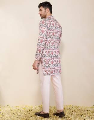 Multicolor floral printed satin kurta set 2