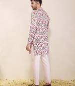 Multicolor floral printed satin kurta set