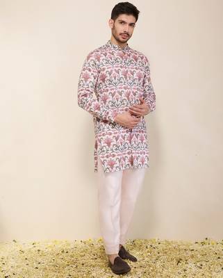 Multicolor floral printed satin kurta set 1