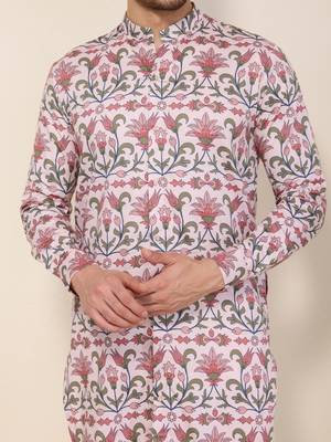 Multicolor floral printed satin kurta set 5