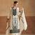 White embroidery & sequins work chinnon silk palazzo straight - free size stitching (size upto 42")