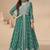 Green embroidery & sequins work chinnon silk  anarkali pant - free size stitching (size upto 42")